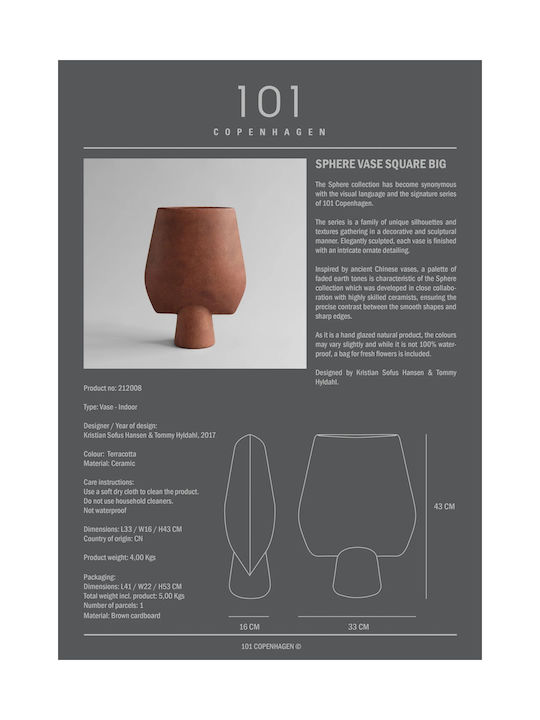 101 Copenhagen Decorative Vase Brown 33x16x43cm