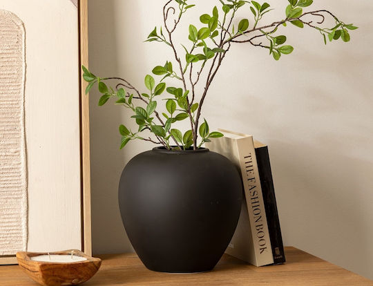 Atmosphera Διακοσμητικό Βάζο Κεραμικό Rily Μαύρο Φ22xΥ22cm