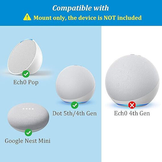 Speaker Stands Plusacc Google Nest Mini & Pop No Drilling Needed in White Color