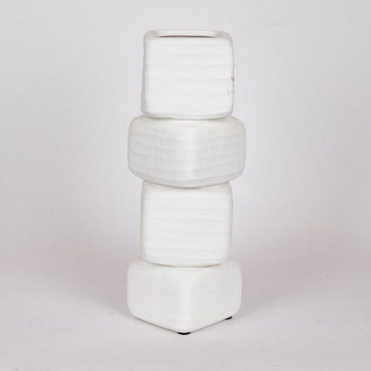 Weiße Keramikvase 15x15x38cm