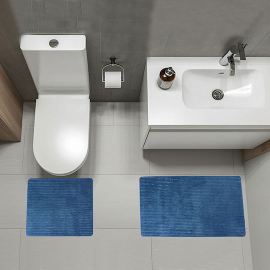 San Lorentzo Set Badematten Baumwolle Rechteckig Sl8310 8310BLUE Blue 2Stück