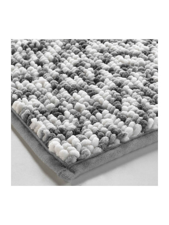 Atmosphera Πατάκι Μπάνιου Microfiber 1802083 Άσπρο Γκρι 45x75εκ.