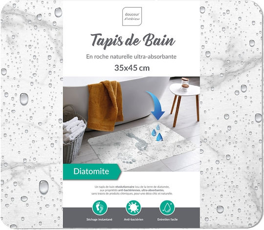 Douceur d'Intérieur Badematte Synthetisch,Polyester/Cotton/Leather Rechteckig Diatomite Imprimee Aqua 1801451 Aqua 35x45cm