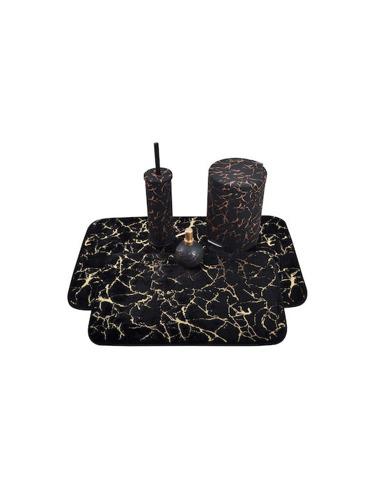 Ankor Bath Mat Marble Effect 826032 Black Velvet-Black Metal 50x80cm