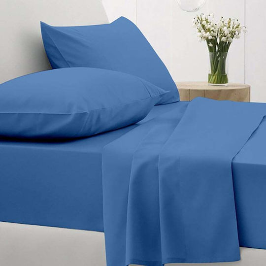 Sunshine Cotton Feelings 151 Σετ Σεντόνια Μονά με Λάστιχο 105x205+30εκ. 104 Blue (3τμχ)