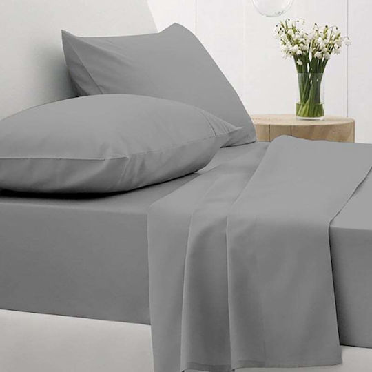 Sunshine Cotton Feelings 151 Σετ Σεντόνια Μονά με Λάστιχο 105x205+30εκ. Dark Grey (3τμχ)