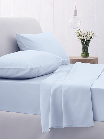 Sunshine Cotton Feelings 151 Σεντόνι King Size με Λάστιχο 180x200+30εκ. Light Blue