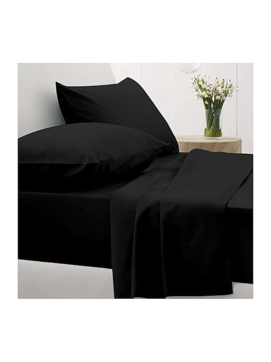 Sunshine Set Cearșafuri cu Elastic 170x205+30cm. Cotton Feelings 151 Negru 4buc