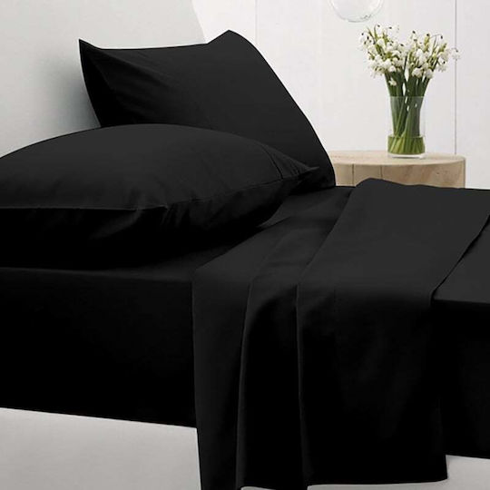 Sunshine Sheet Sets Queen with Elastic 170x205+30cm. Cotton Feelings 151 Black 4pcs