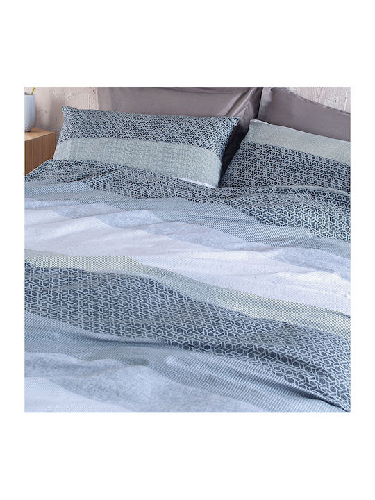 Rythmos Bettwäsche-Set King Size 260x280cm. Robin Blue 4Stück