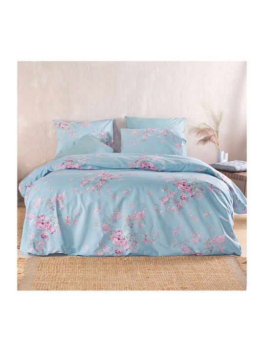 Rythmos Sheet Sets Queen with Elastic 165x205+25cm. Springtime Blue 4pcs