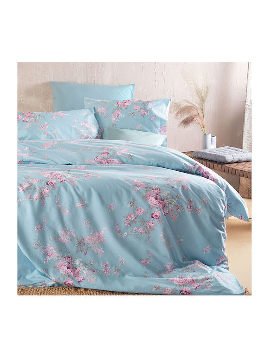 Rythmos Sheet Sets Queen with Elastic 165x205+25cm. Springtime Blue 4pcs