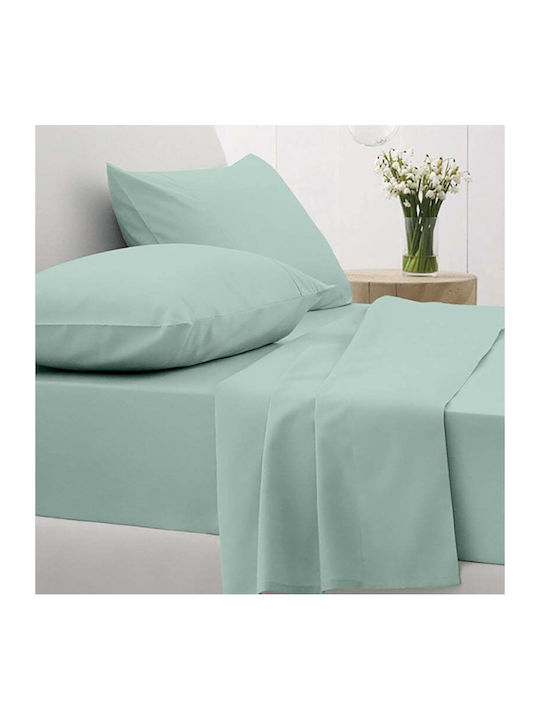 Sunshine Cotton Feelings 151 Σετ Σεντόνια Υπέρδιπλα με Λάστιχο 170x205+30εκ. Aqua (4τμχ)