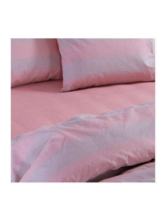 Nef-Nef Homeware Set Cearșafuri Single 170x270cm. Stripe Piersici 3buc
