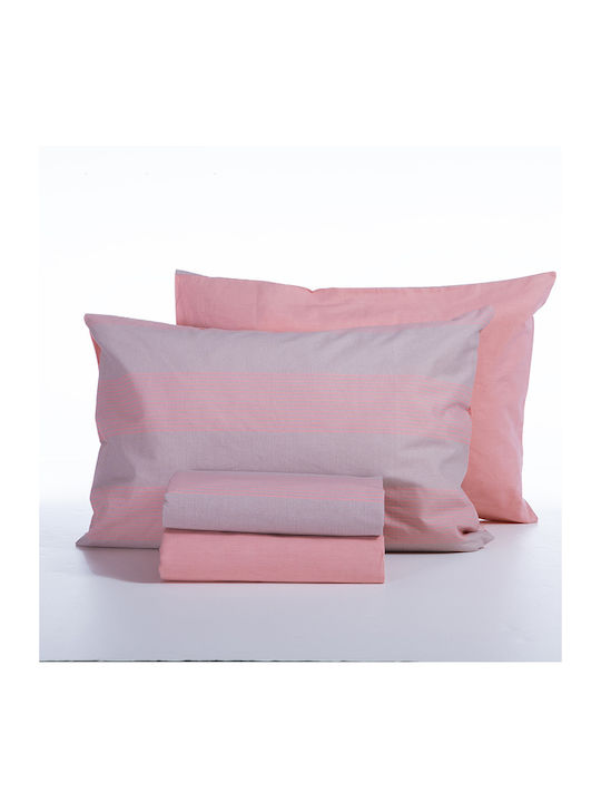 Nef-Nef Homeware Set Cearșafuri Single 170x270cm. Stripe Piersici 3buc