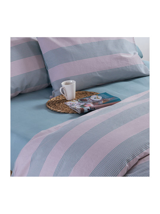 Nef-Nef Homeware Sheet Sets Queen 240x270cm. Stripe Petrol 4pcs
