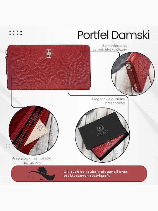 Mare Din piele Portofel de damă Clasice cu RFID Roșu