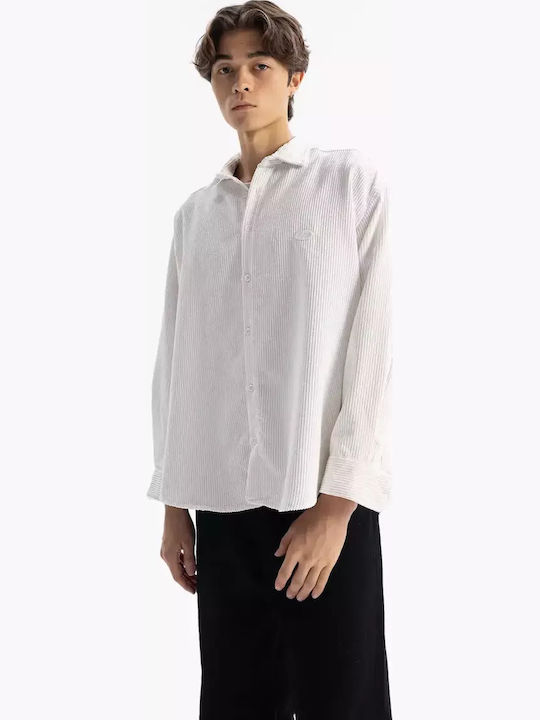 Long-sleeved Shirt in Wide Line White