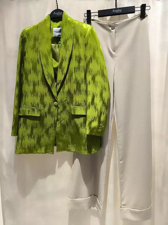 Women's Yellow Set with High-waisted Pants in Loose Fit