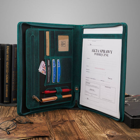 Vintage Green Leather Document Holder Paolo Peruzzi T-57-hgr