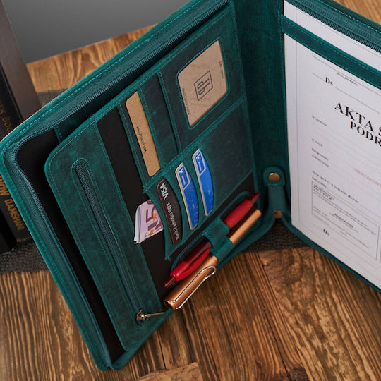 Vintage Green Leather Document Holder Paolo Peruzzi T-57-hgr