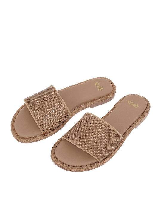 Women's Flat Sandals in Gold Color