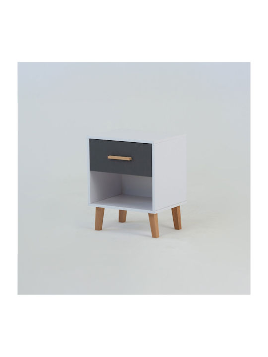 Bedside Table Timmy Wooden Grey 46.8x36x57.1cm