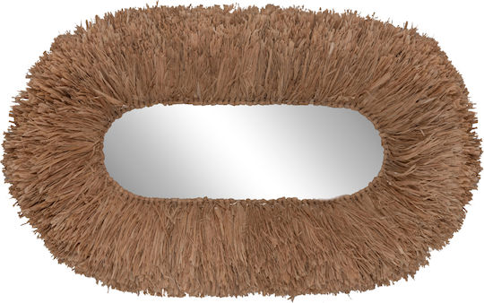 HomeMarkt Wandspiegel Oval mit Beige Rattan Rahmen 95x60cm 1Stück