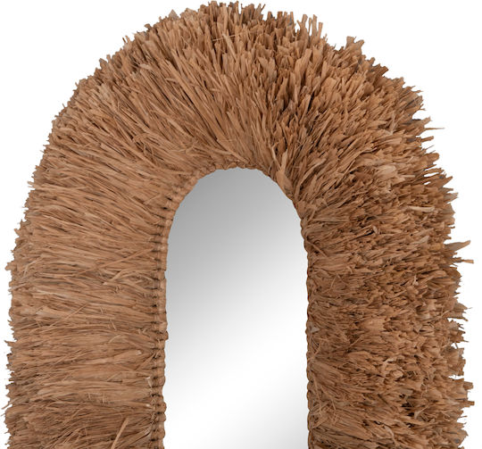HomeMarkt Wandspiegel Oval mit Beige Rattan Rahmen 95x60cm 1Stück