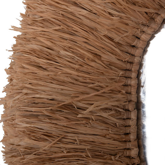 HomeMarkt Wandspiegel Oval mit Beige Rattan Rahmen 95x60cm 1Stück