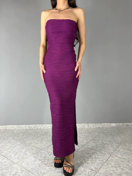 Summer Maxi Evening Dress Strapless Magenta