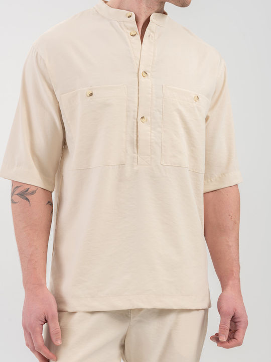 Long Sleeve Overshirt Beige