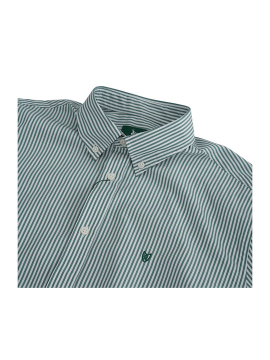 Long-sleeved Cotton Shirt Striped Green