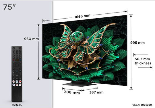 TCL Smart Τηλεόραση 75" 4K UHD Mini LED C7K HDR (2025) 75C7K