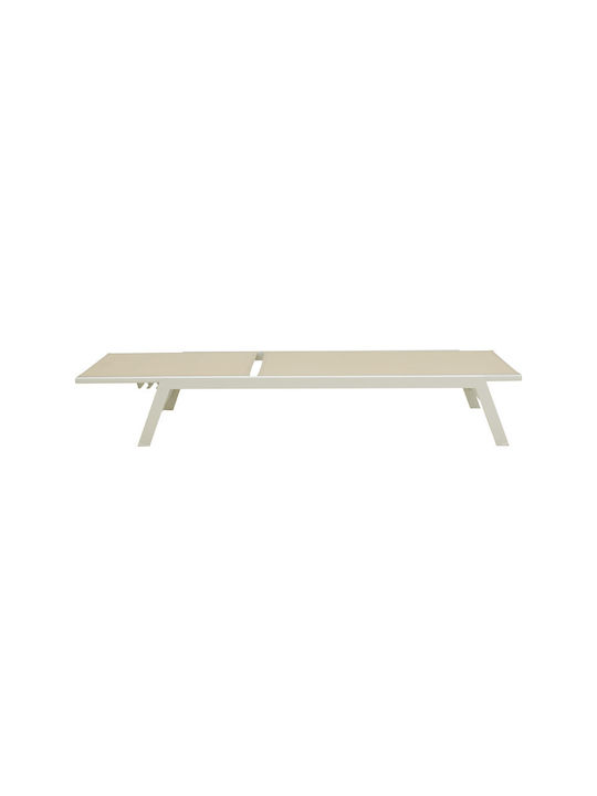Liegestuhl Aluminium Boka mit Kissen Weiß 192x60x31cm.