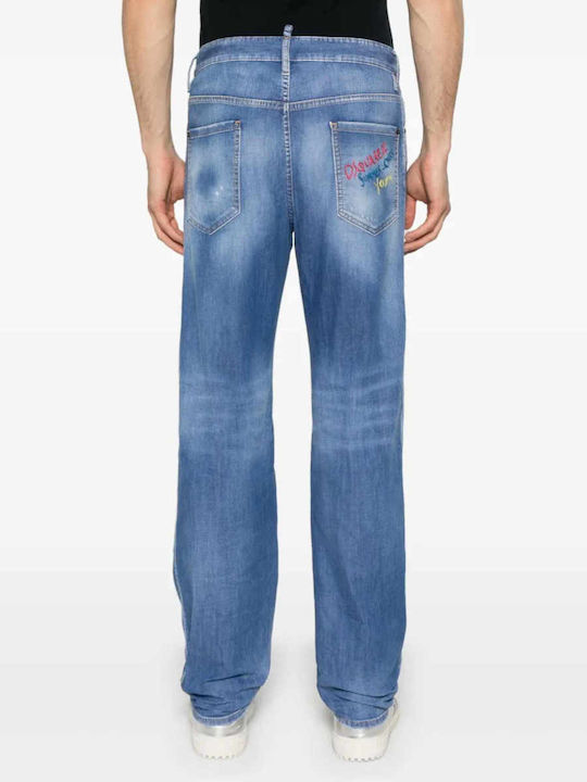 Dsquared2 Ανδρικό Παντελόνι Τζιν Ελαστικό Regular Fit Straight Μπλε Dsquared2 Ανδρικό Παντελόνι Τζιν Ελαστικό Regular Fit Straight Μπλε