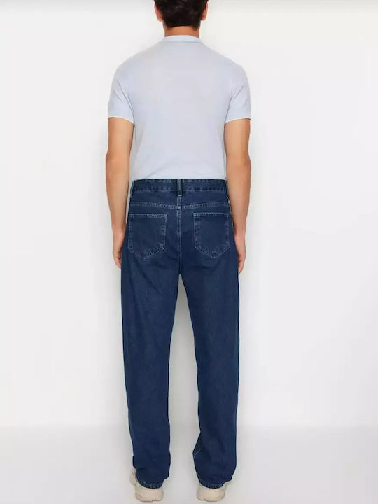 Pantalon De Blugi Elastic Pentru Bărbați Cu Fit Relaxed Albastru