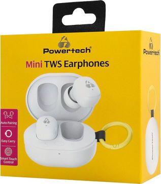 Powertech PT-1393 In-ear Bluetooth Handsfree Ακουστικά με Αντοχή στον Ιδρώτα και Θήκη Φόρτισης Λευκά