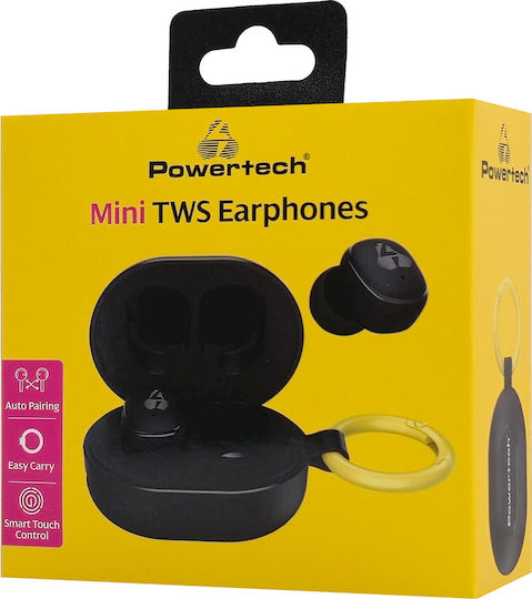 Powertech PT-1392 In-Ear Bluetooth-Freisprecheinrichtung Kopfhörer mit Schweißresistenz und Ladeetui Schwarz
