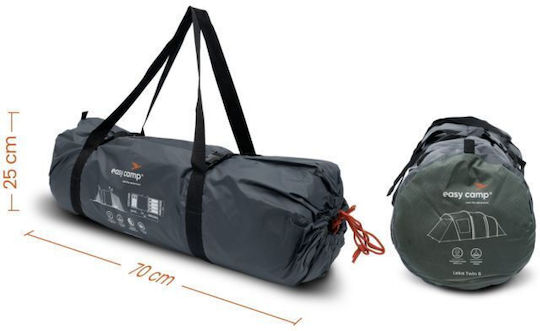 Easy Camp Twin 6 Σκηνή Camping Τούνελ Πράσινη 4 Εποχών για 6 Άτομα 610x240x195εκ.