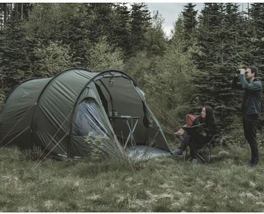 Easy Camp Hidra 4 Σκηνή Camping Τούνελ Πράσινη 3 Εποχών για 4 Άτομα 435x255x180εκ.