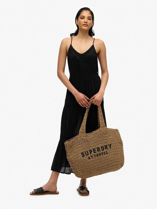 Superdry Плетена Плажна Чанта Бежова