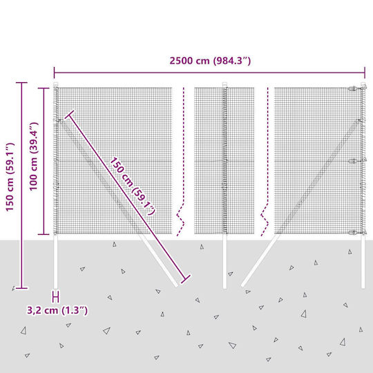 vidaXL Garden Fencing Material 2pcs Gray