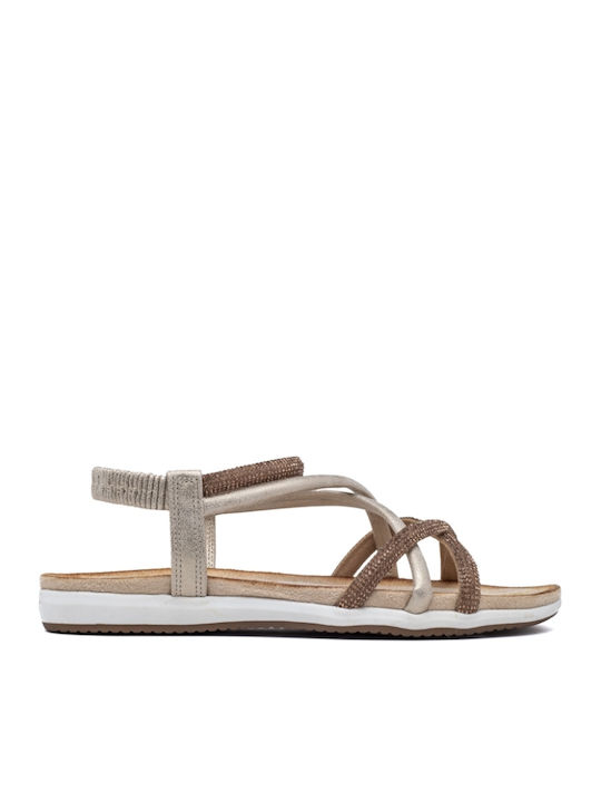 Women's Flat Sandals in Gold Color
