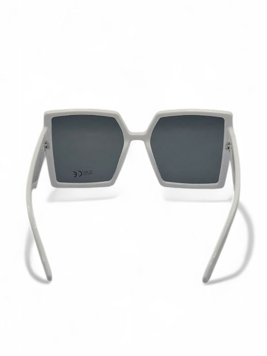 Dasoon Vision Women's Sunglasses with White Frame and Black Lens 2478104