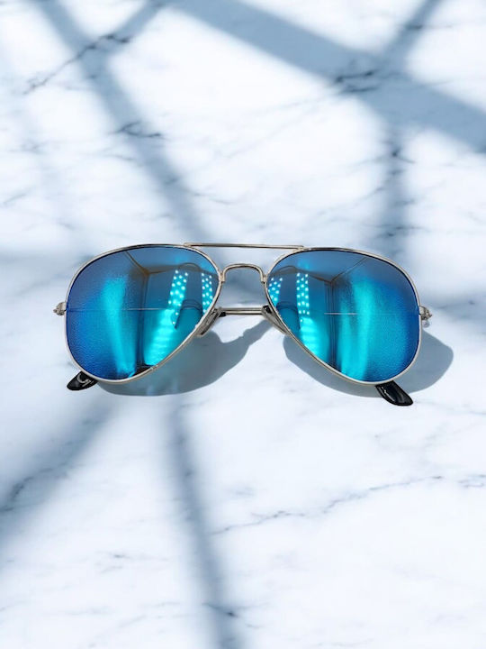 Dasoon Vision Unisex Sunglasses with Gold Metal Frame and Blue Polarized Lens 2478084