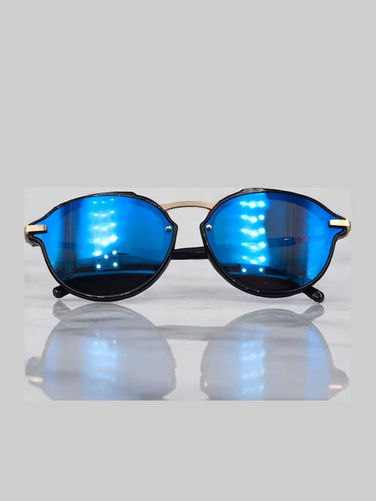 Dasoon Vision Women's Sunglasses with Gold Frame and Blue Lens 2478273