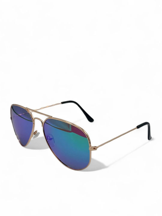 Dasoon Vision Unisex Sunglasses with Gold Metal Frame and Green Polarized Lens 2478083