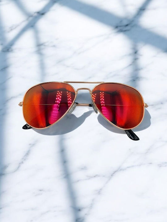 Dasoon Vision Unisex Γυαλιά Ηλίου με Χρυσό Μεταλλικό Σκελετό και Πορτοκαλί Polarized Φακό 2478079