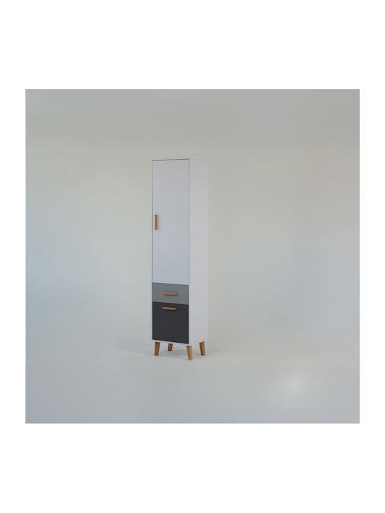 Bibliothek Timmy Weiß-Grau-Graphit 46.8x36x199cm